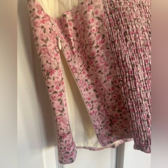 NEW Reformation Hattie Linen Top in Rosin Pink Floral | size 0 - Picture 9 of 12